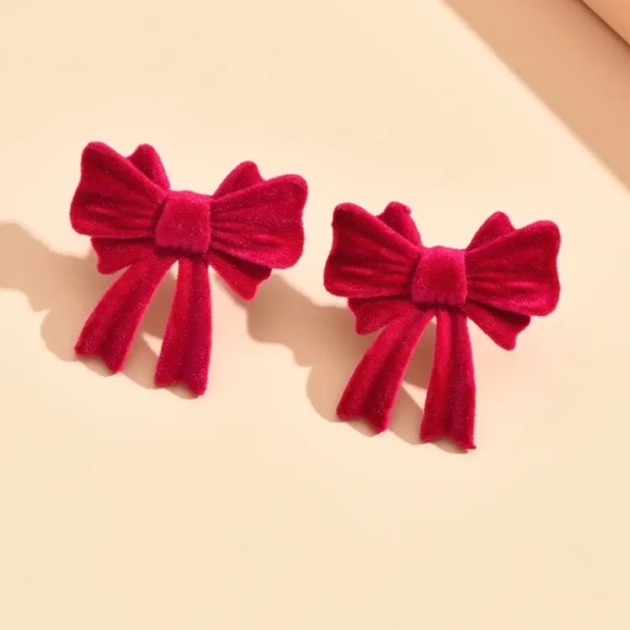 🌼 Red Bow Stud Earrings - Picture 4 of 5